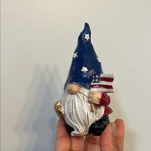 Patriotic Gnome Figurine with Flag